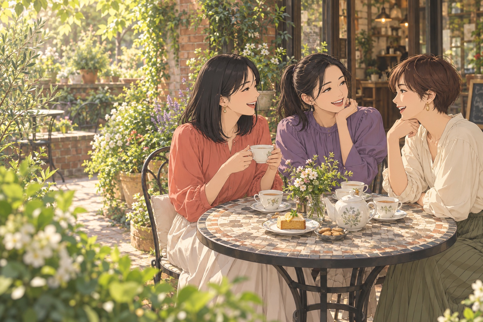 明るく話す女性たち